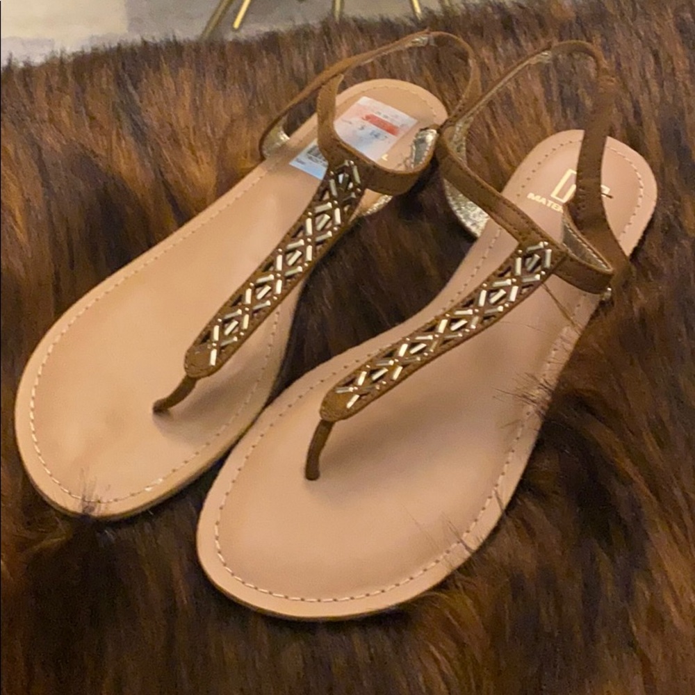 Material Girl Gold Brown Sandals size 8 1/2